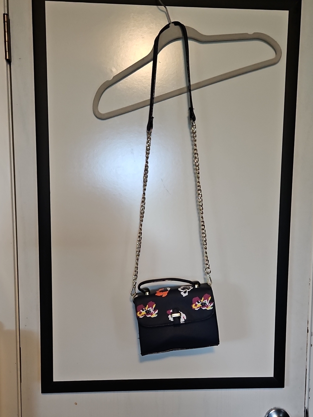 Merona Navy Crossbody Bag with Colorful Floral Accents